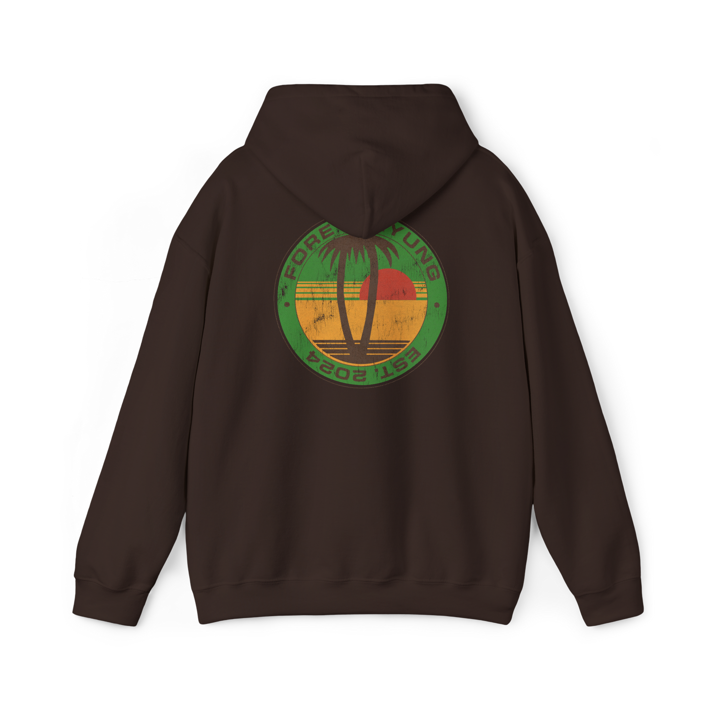 Forever Yung Sunset Badge Hoodie - Dark Chocolate
